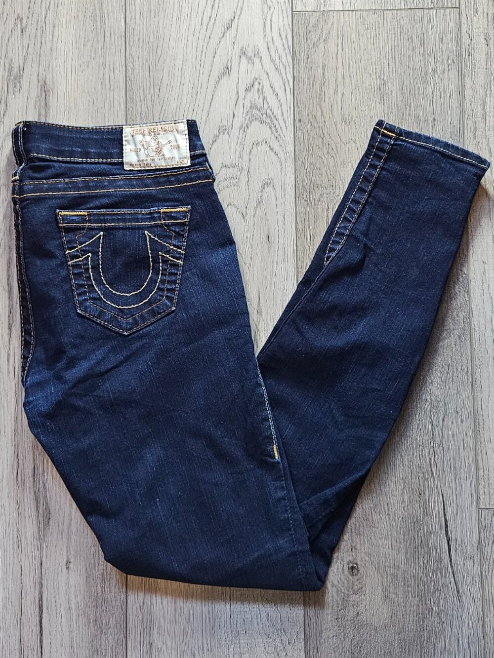 True Religion Womens Size 28 Tara Ankle Zip Skinny Jeans Dark Indigo Made in USA - Picture 3 of 13